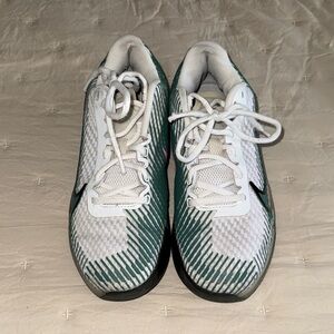 Nike White and Green Women's Tennis or pickleball Sneakers